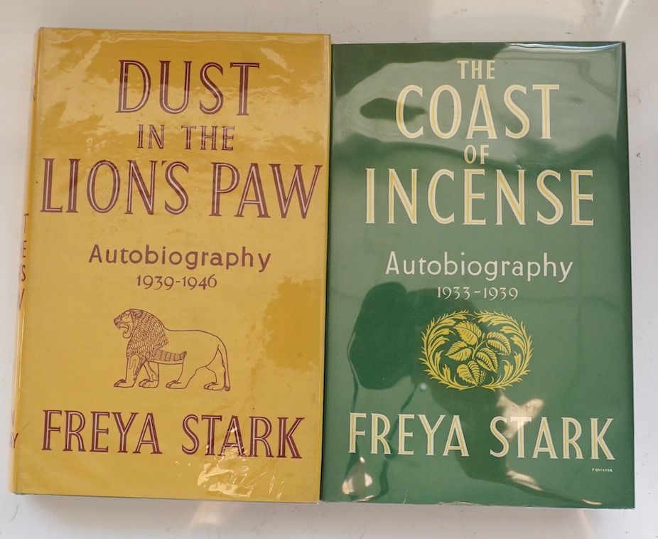 Stark, Freya - (Autobiography), 1st editions, 4vols. maps and photo. plates, text decorations by Reynolds Stone; publisher's cloth and d/wrappers. 1950-61